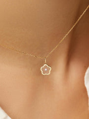 Gold Pendant - Floating Diamond Charm