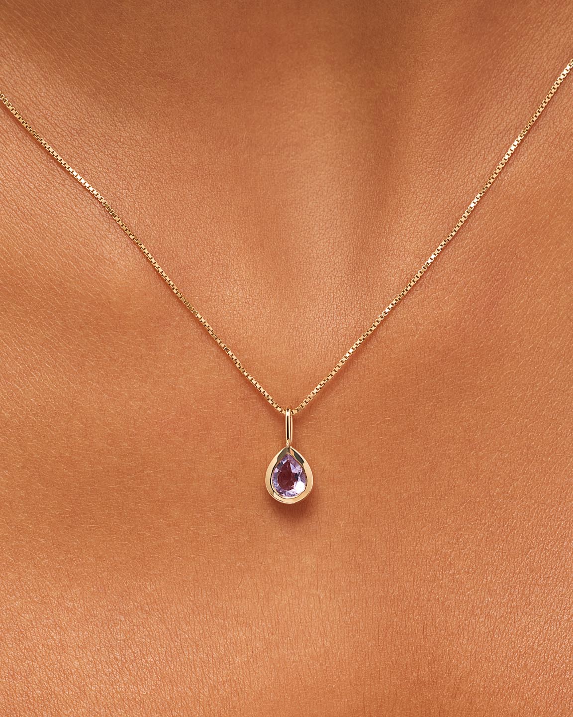Solid Gold Amethyst Blue Sapphire Blue Topaz Yellow Citrine Semi Precious Stones Birthstones Pendants Necklace Charms For Women Ana Luisa Teardrop Charm Amethyst