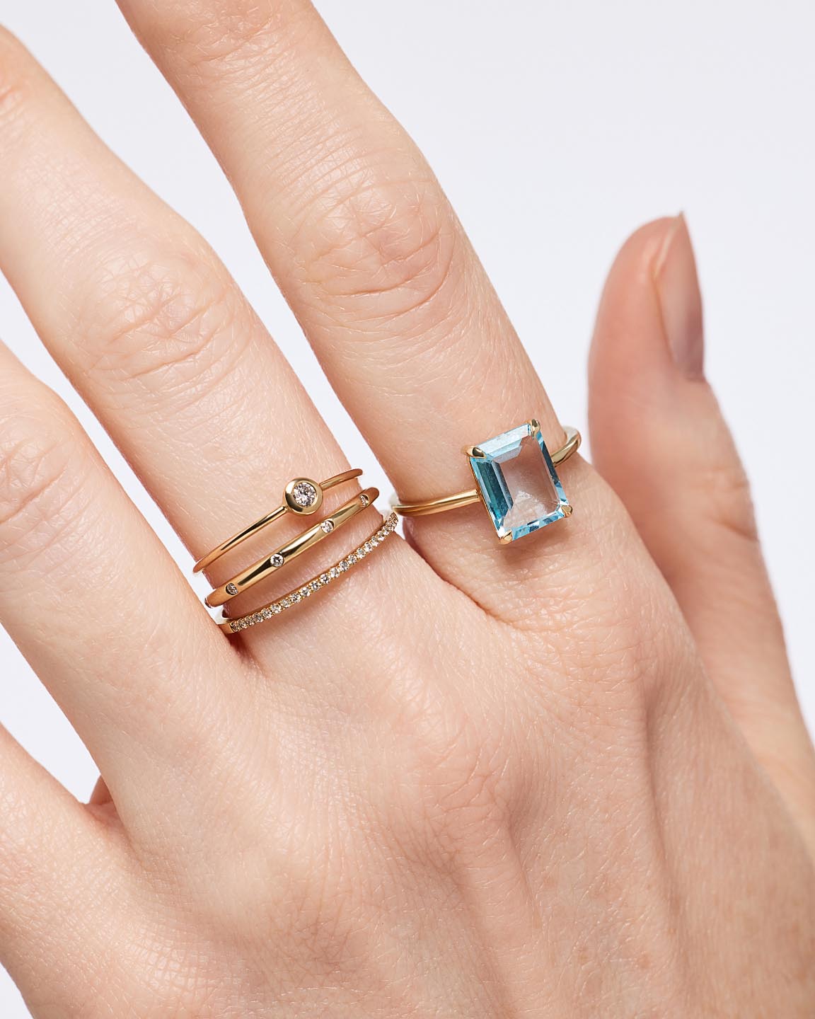 Solid Yellow Gold - Blue Topaz Spritz Ring