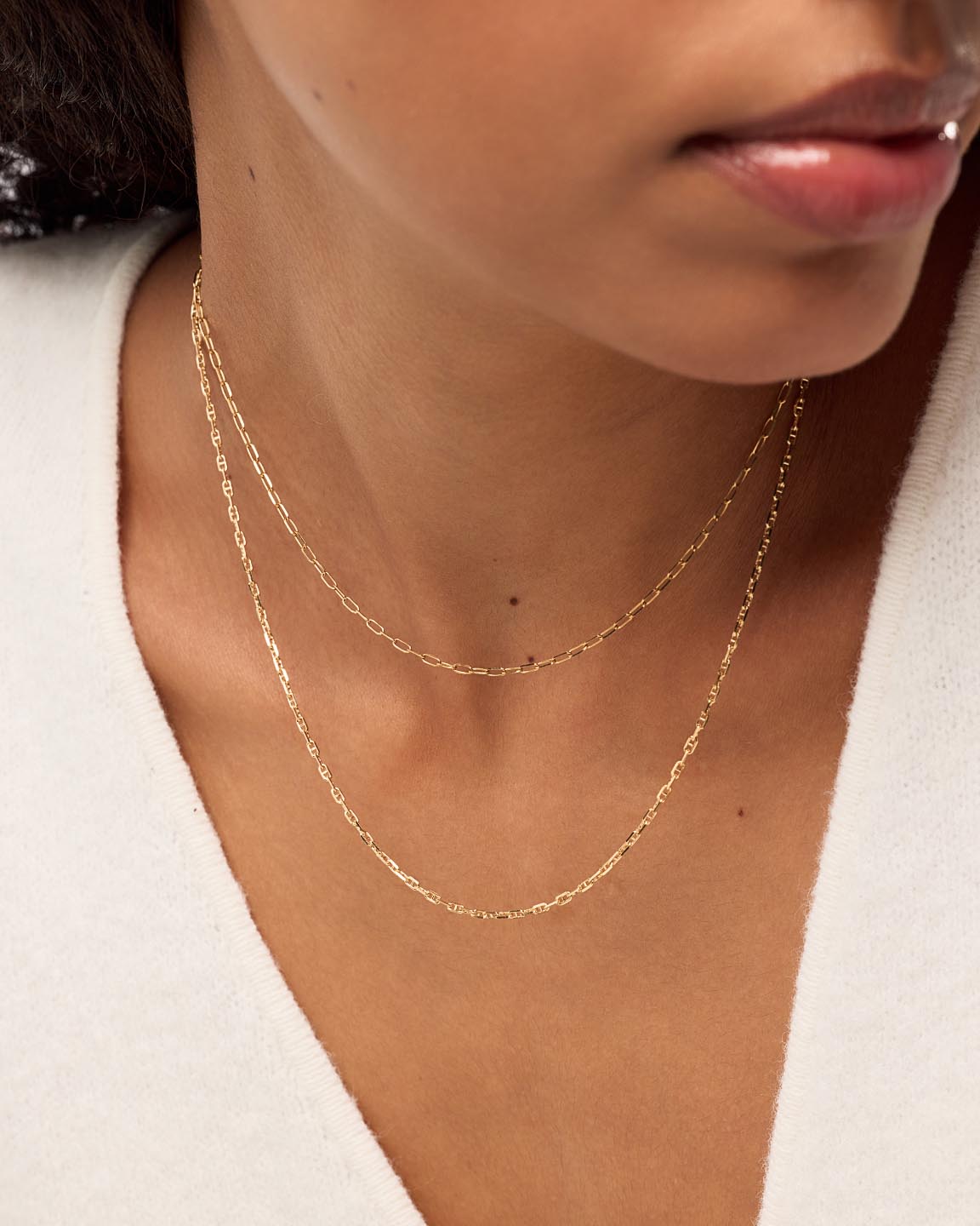 Solid Yellow Gold - Mini Anchor Chain Necklace