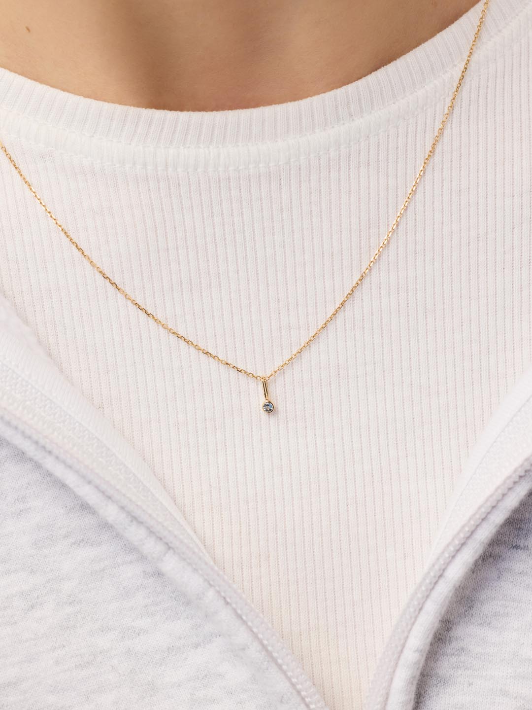 Solid Gold Semi Precious Stones Spring Ring Clasp Birthstone Pendant Necklaces For Women Ana Gold Birthstone