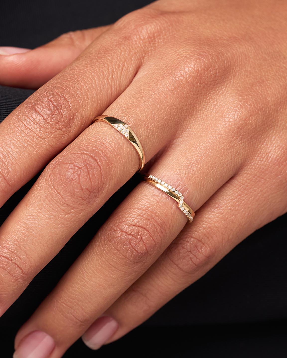 Solid Gold Diamond Fine Band Rings For Women Ana Luisa Trillion Diamond Signet Ring