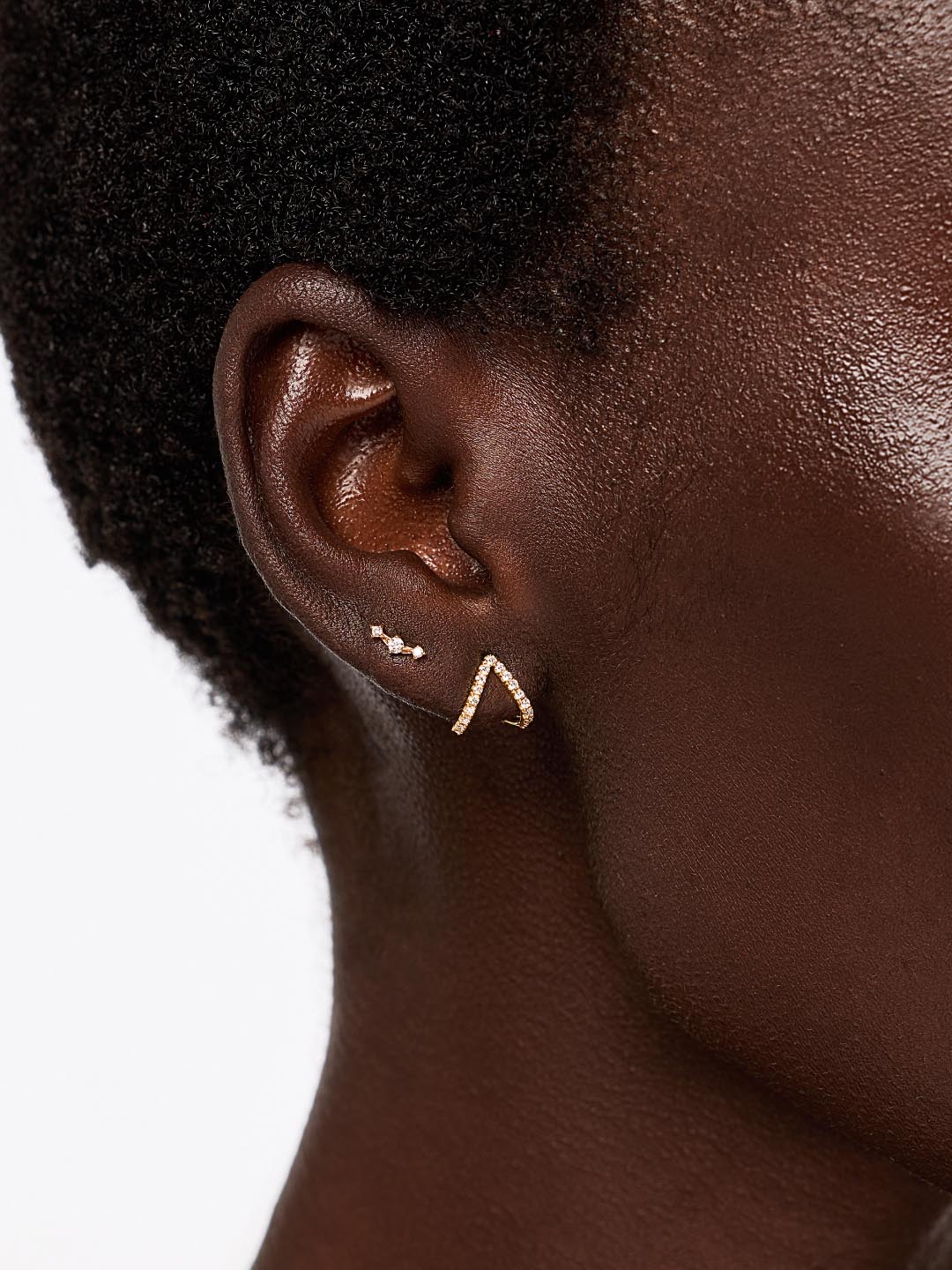 Solid White Gold - Diamond Velora Huggie Studs