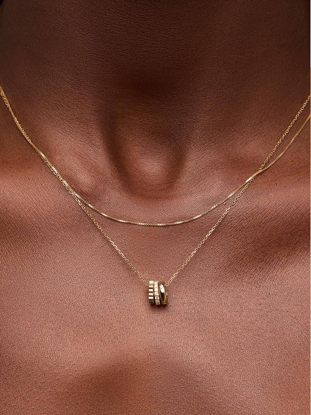 Solid Yellow Gold - Diamond Zeno Charm Necklace