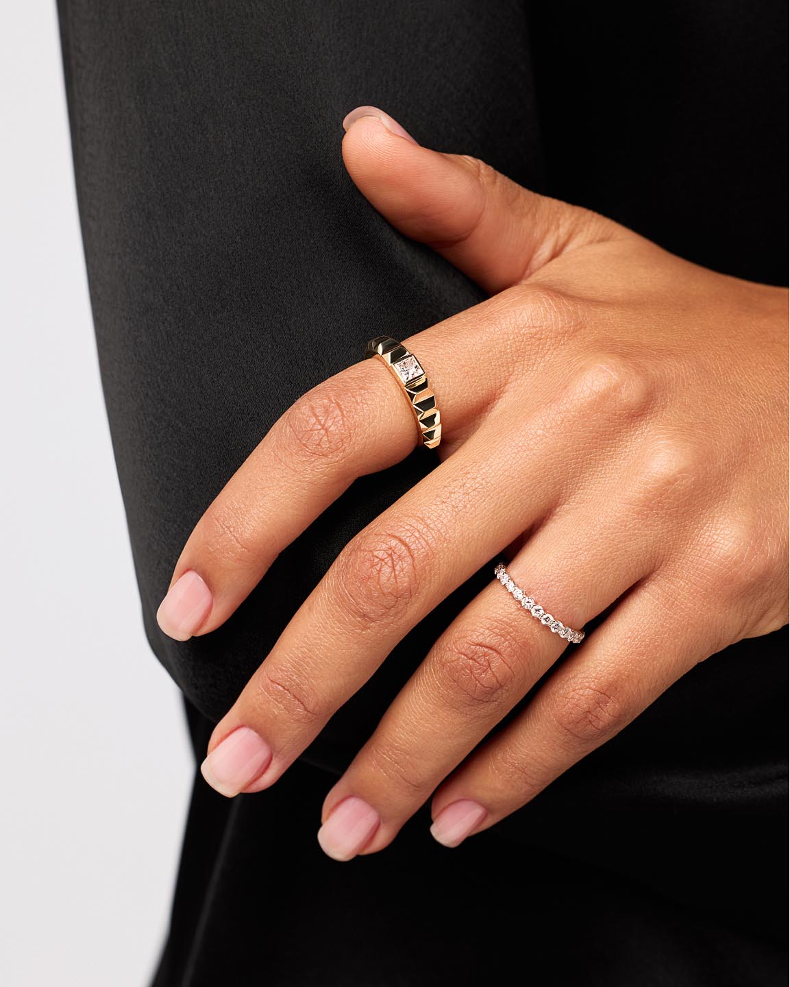 Solid Yellow Gold - Astrid Diamond Station Ring