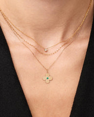 Solid Gold Emerald Solid Bloom Spring Ring Clasp Fine Green Flower Pendant Necklaces Ana Luisa Large Emerald Flower Charm Necklace