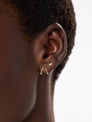 Solid White Gold - Diamond Aurora Huggie Studs