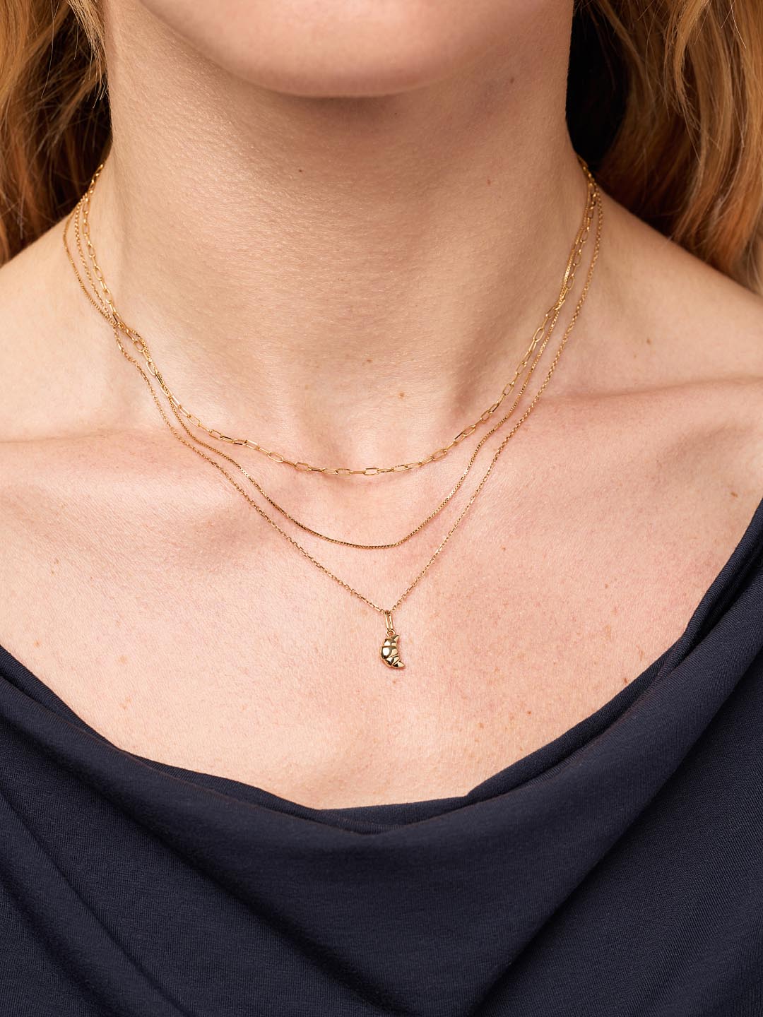 Solid Yellow Gold - Mini Croissant Charm