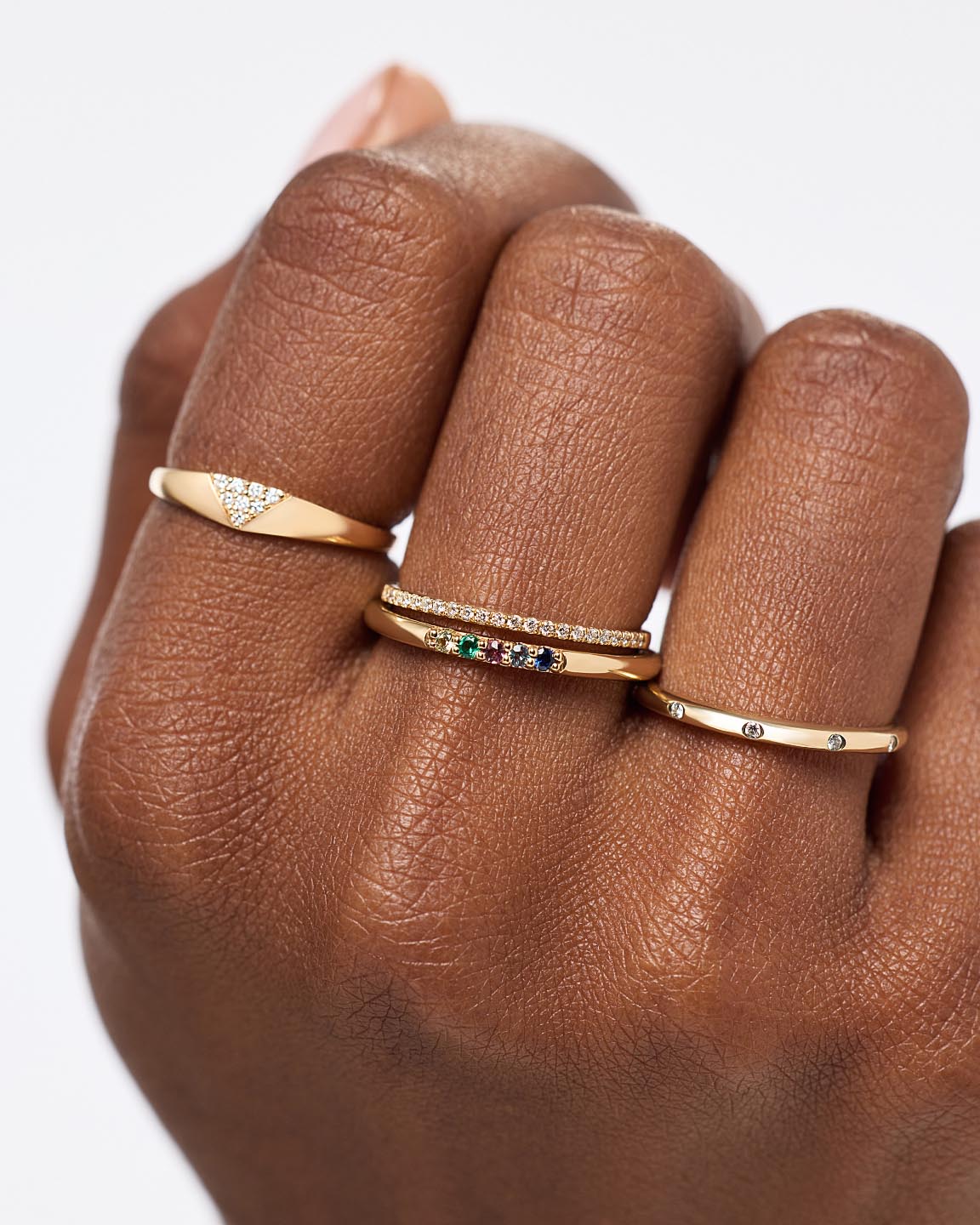 Solid Yellow Gold - 3 Stone Birthstone Ring