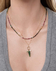 Solid Yellow Gold - Gemstone Fish Charm