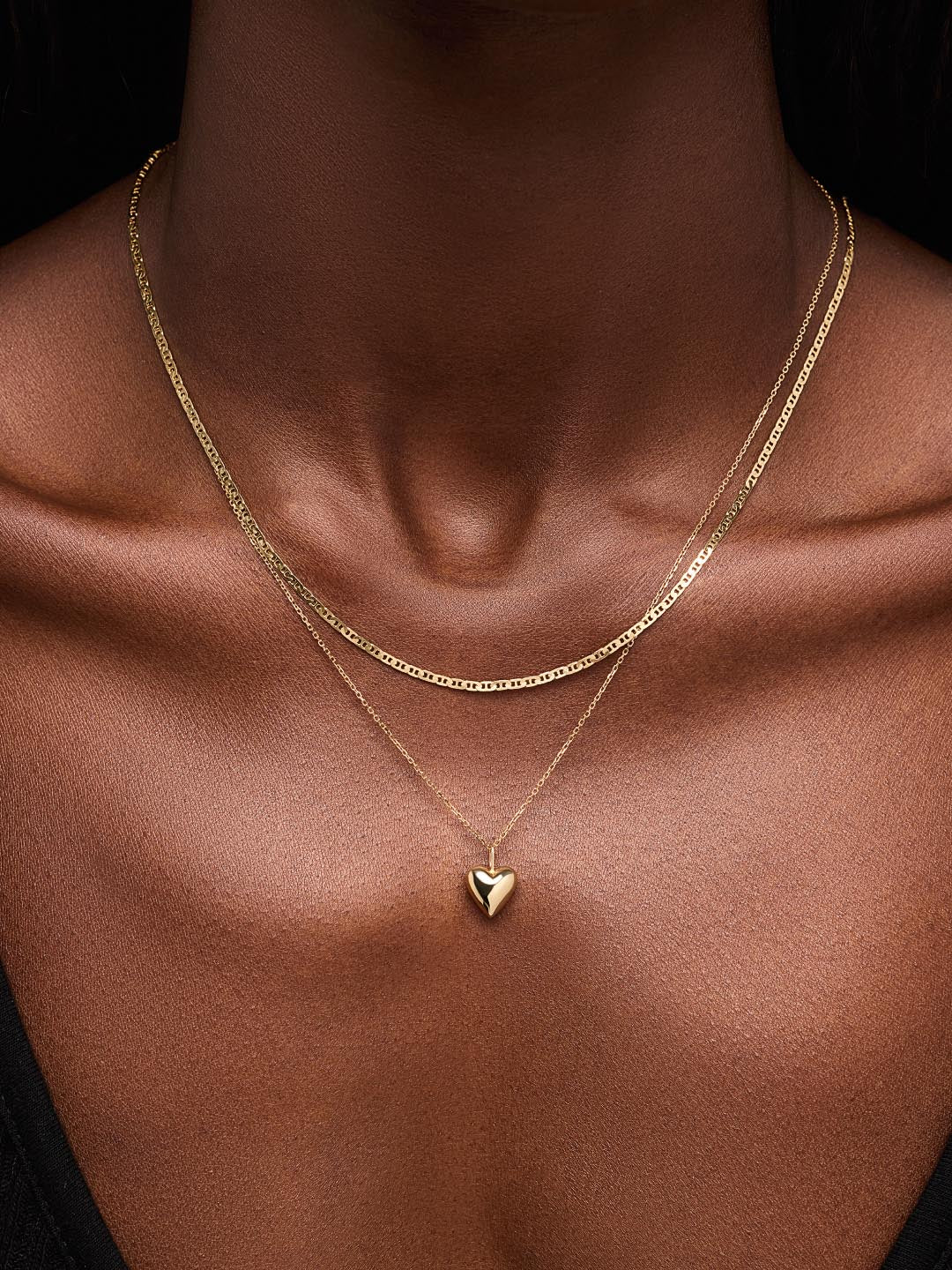 Solid Yellow Gold - Medium Heart Charm Necklace