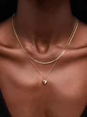 Solid Yellow Gold - Medium Heart Charm Necklace