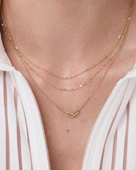 Solid Yellow Gold - Sparkle Link Chain Necklace