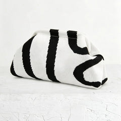 Woven Striped Pouch Clutch