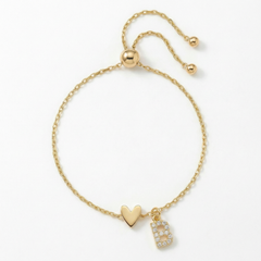18K Linked Hearts Bond Initial Bracelets
