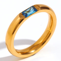 18K Baguette Cut Birthstone Ring