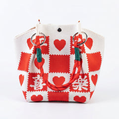 Knit Magnetic Clasp Bucket Bag