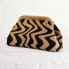 Woven Striped Pouch Clutch