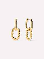 Double Hoop Earrings - Ash Double Marble Blue