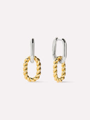 Double Hoop Earrings - Ash Double Marble Blue