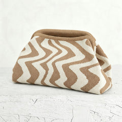 Woven Striped Pouch Clutch