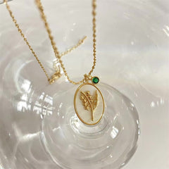 14k Dainty Birth Month Stone & Flower Charm Necklace - Veinci