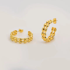 14k Dainty C Shaped Layered Hoop Earrings - Veinci