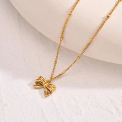 14k Dainty Feminine Bow Necklace - Veinci