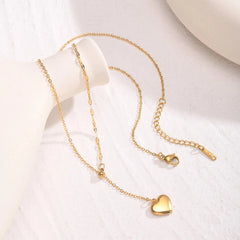 14k Dainty Feminine Heart Dangle Necklace - Veinci