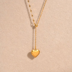 14k Dainty Feminine Heart Dangle Necklace - Veinci