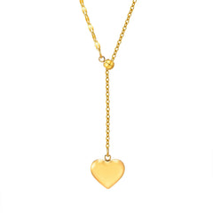 14k Dainty Feminine Heart Dangle Necklace - Veinci