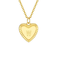 14k Dainty Heart Pendant Letter Initial Necklace - Veinci
