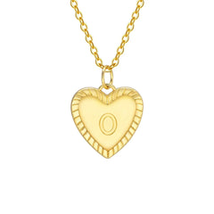 14k Dainty Heart Pendant Letter Initial Necklace - Veinci