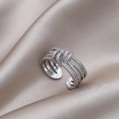 14k Dainty Layered Diamond Knot Ring - Veinci