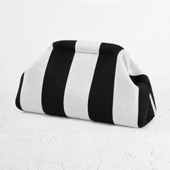 Woven Striped Pouch Clutch