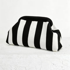 Woven Striped Pouch Clutch