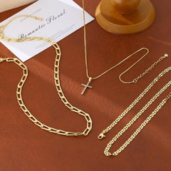 3-Piece 14K Layered Cross Necklace Stack