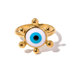 18k Bohemian Evil Eye Rings - Veinci