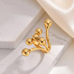 18k Bold Layered Ball Wrap Ring - Veinci