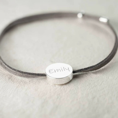 18K Custom Suede Circle Name Bracelet