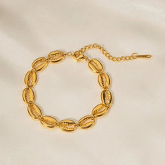 18k Dainty Cowrie Shell Bracelet - Veinci