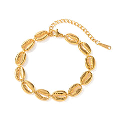 18k Dainty Cowrie Shell Bracelet - Veinci