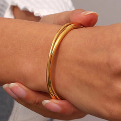 18k Intersect Cross Cuff Bracelet - Veinci
