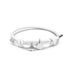 18k Personalized Leather Heart Charm Bracelet - Veinci