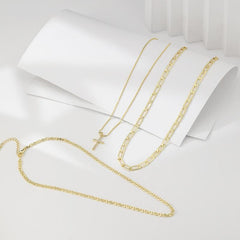 3-Piece 14K Layered Cross Necklace Stack