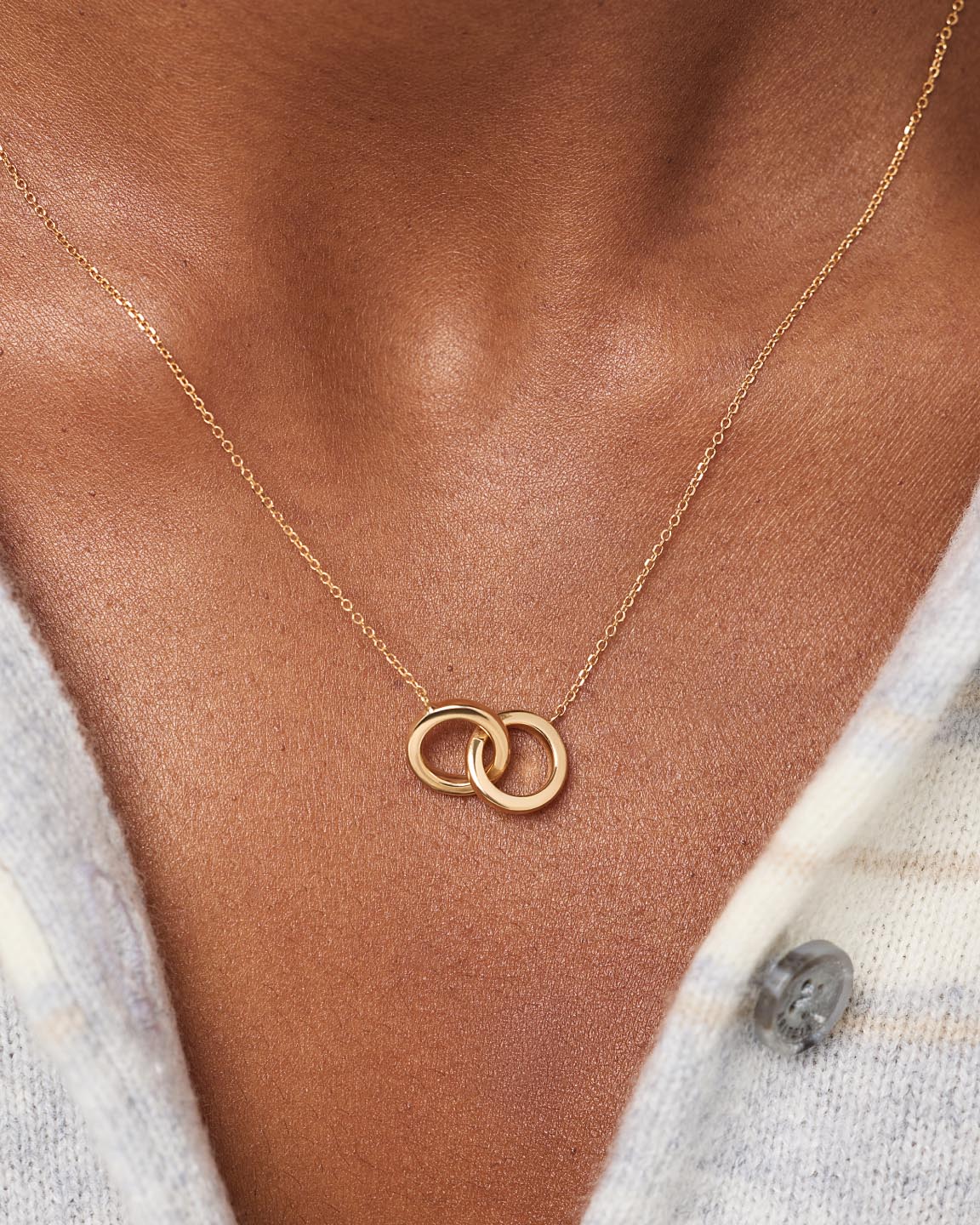 10K Solid Gold Links Circle Pendant Necklaces For Women Ana Luisa Duo Links Necklace