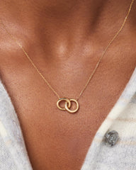 10K Solid Gold Links Circle Pendant Necklaces For Women Ana Luisa Duo Links Necklace