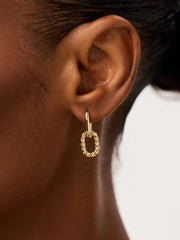 Double Hoop Earrings - Ash Double Marble Blue
