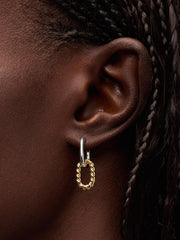 Double Hoop Earrings - Ash Double Marble Blue