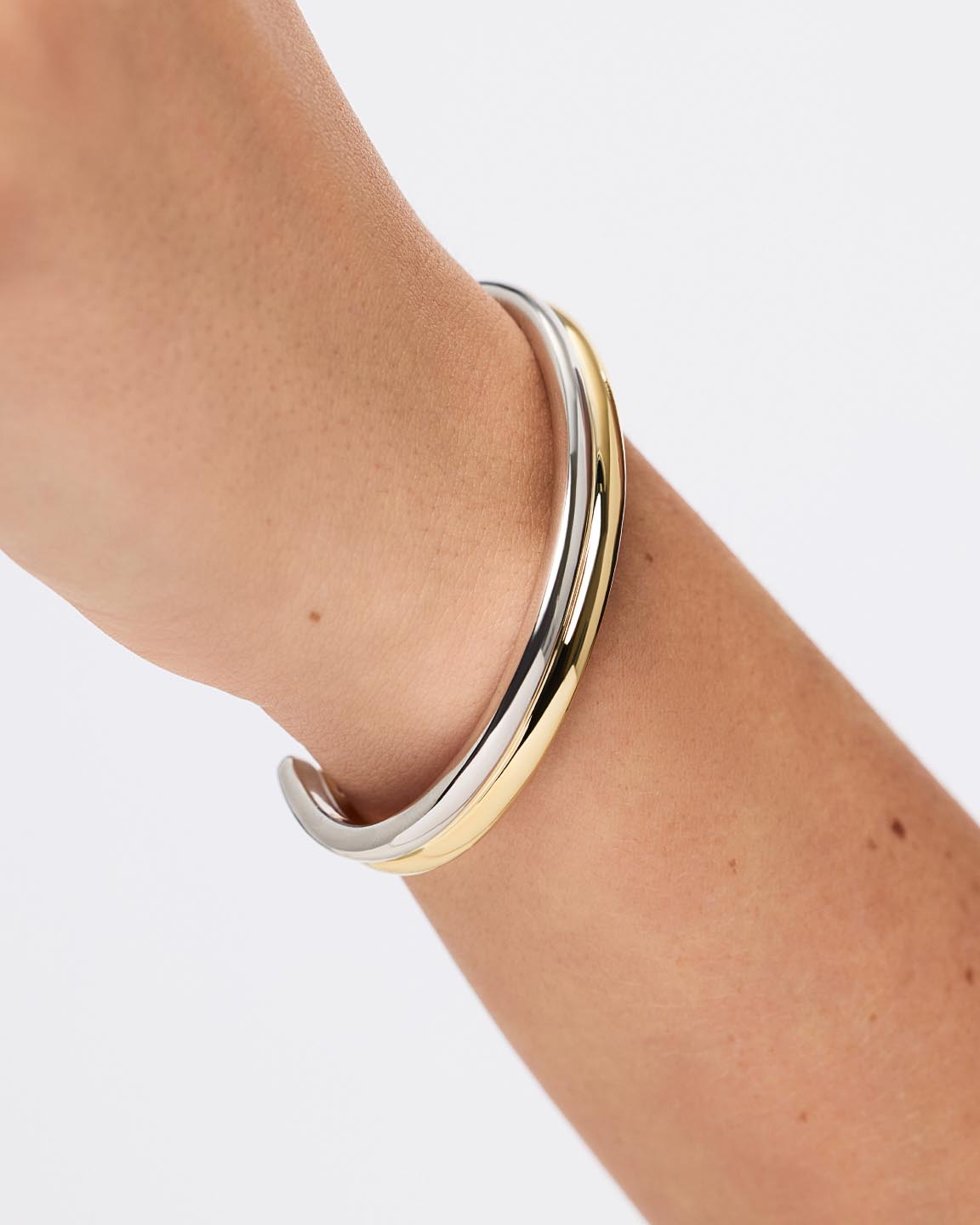 14K Gold Rhodium Plated Two Tone Cuff Bracelets For Women Ana Luisa Arlo Double Two Tone